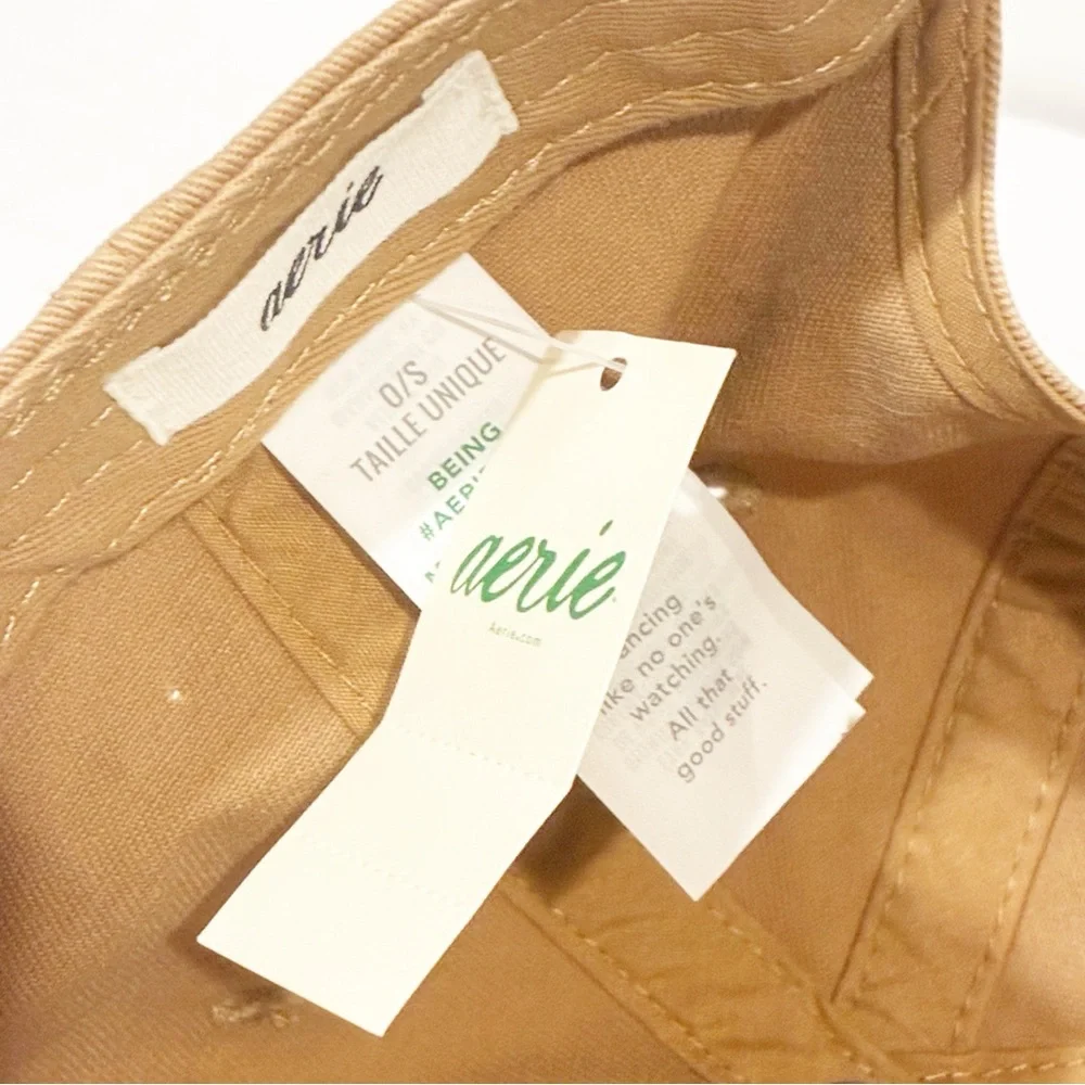Aerie‎ American Eagle Tan Sunday Scaries Adjustable Dad Hat One Size NEW